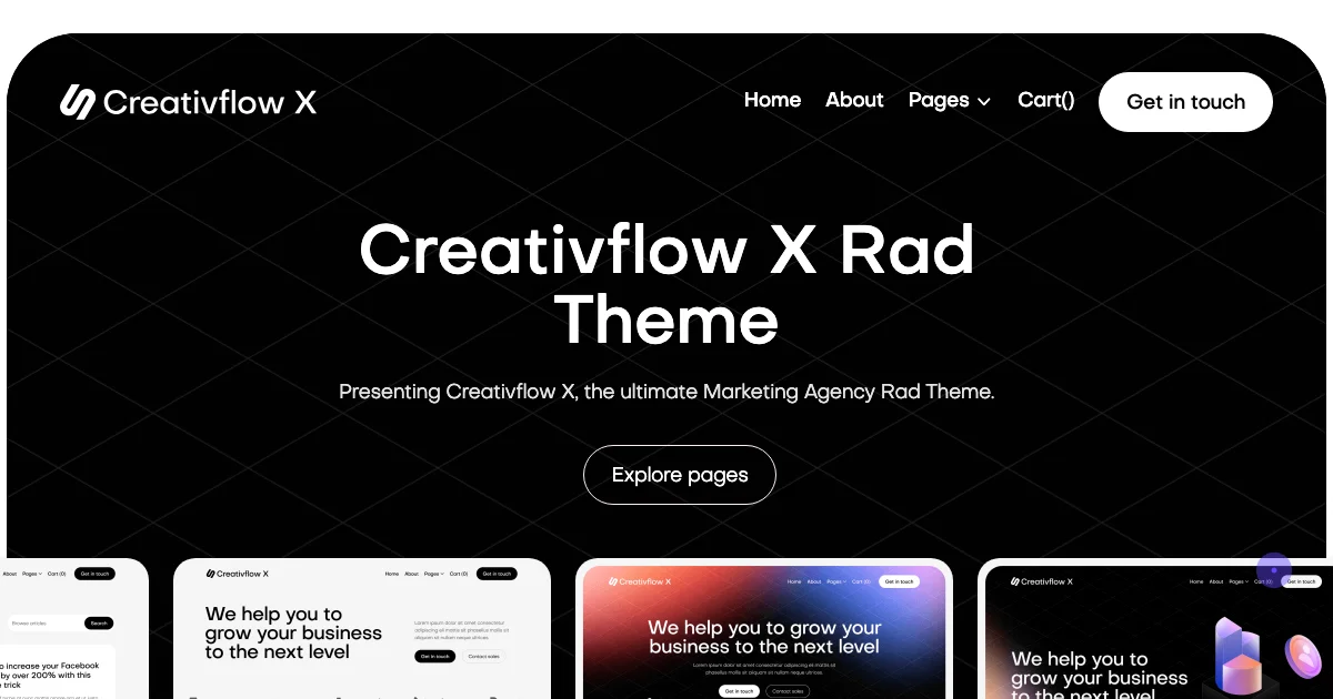 Screenshot of the Creativflow X theme homepage