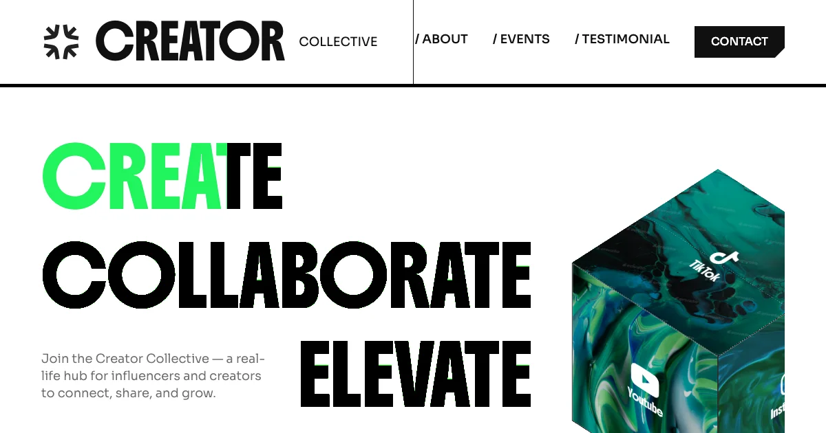 Screenshot of the CreatorCollective theme homepage