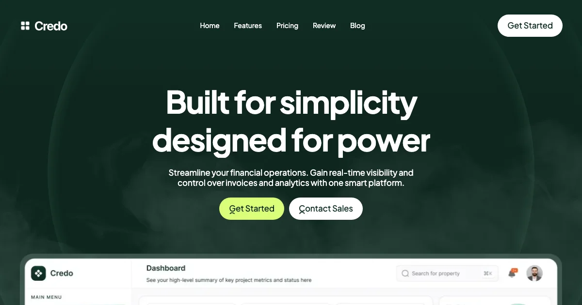 Screenshot of the Credo theme homepage