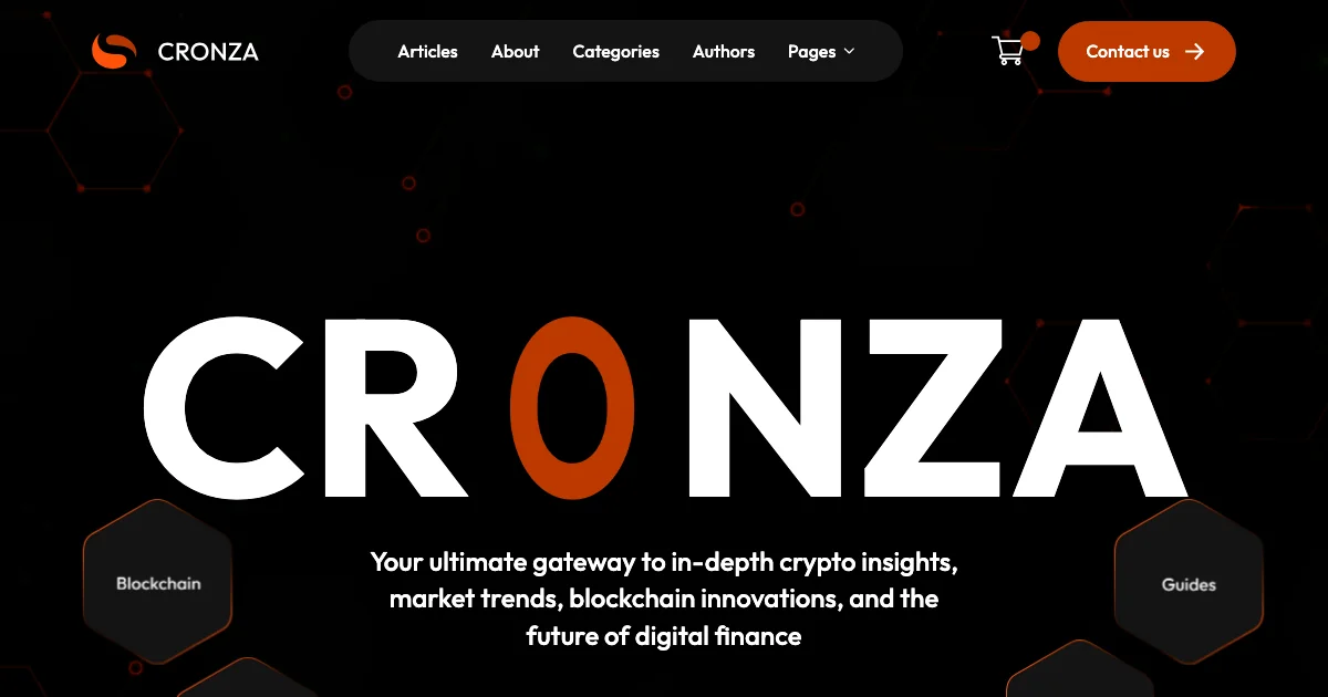 Screenshot of the Cronza theme homepage