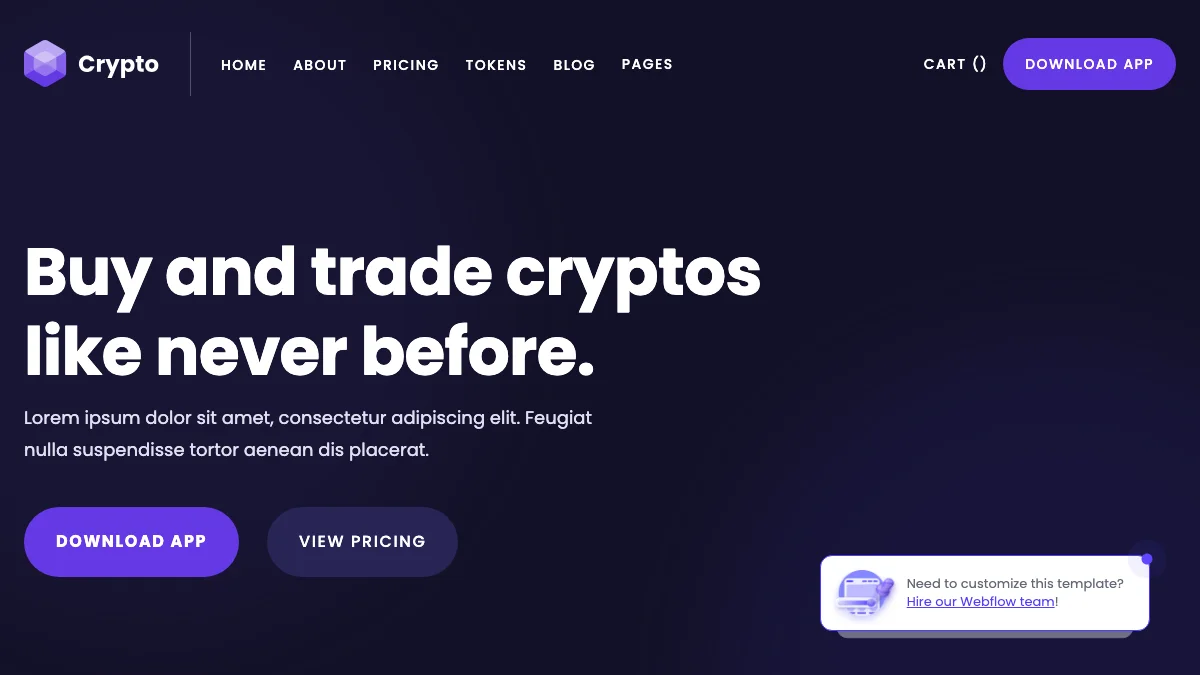 Screenshot of the Crypto theme homepage