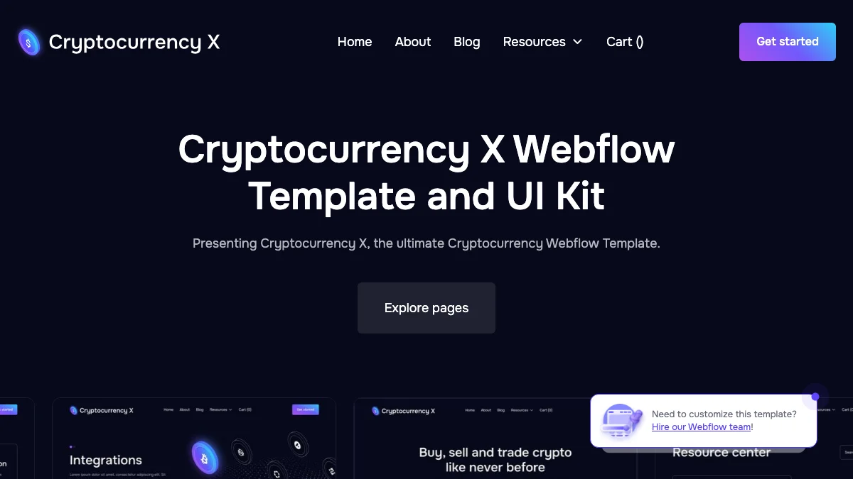 Screenshot of the Cryptocurrency X theme homepage