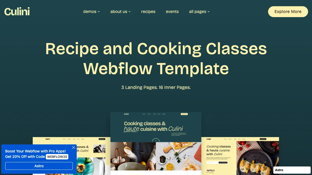 Screenshot of the Culini theme homepage