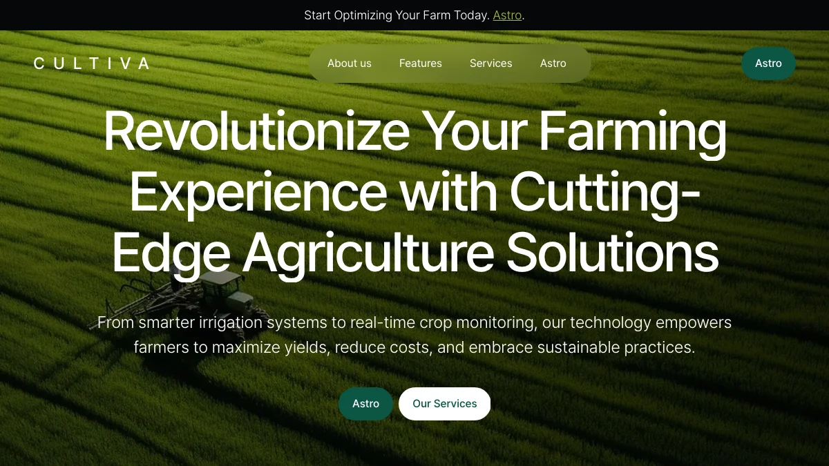 Screenshot of the Cultiva theme homepage