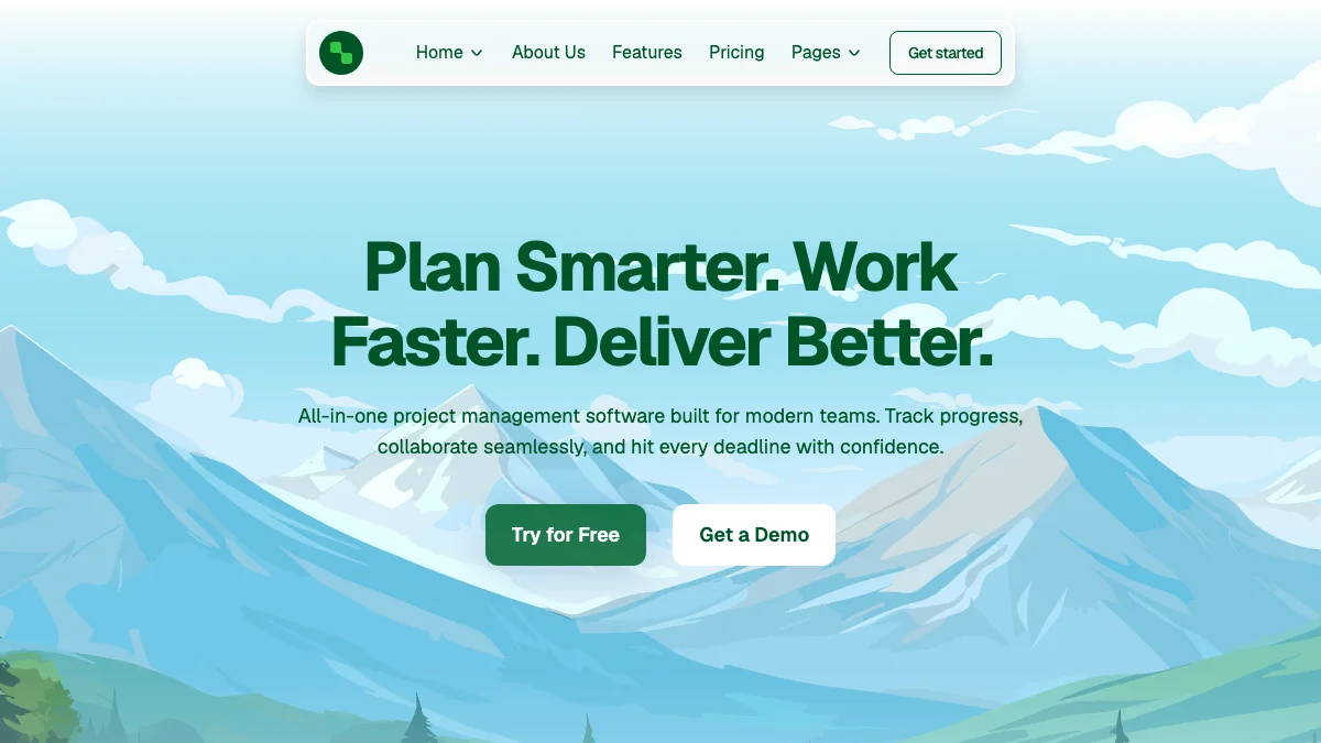 Screenshot of the Cuppa theme homepage