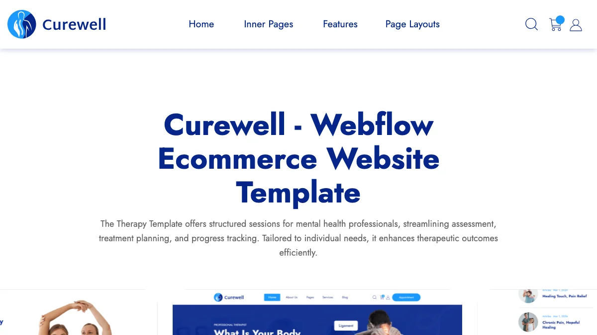 Screenshot of the Curewell theme homepage