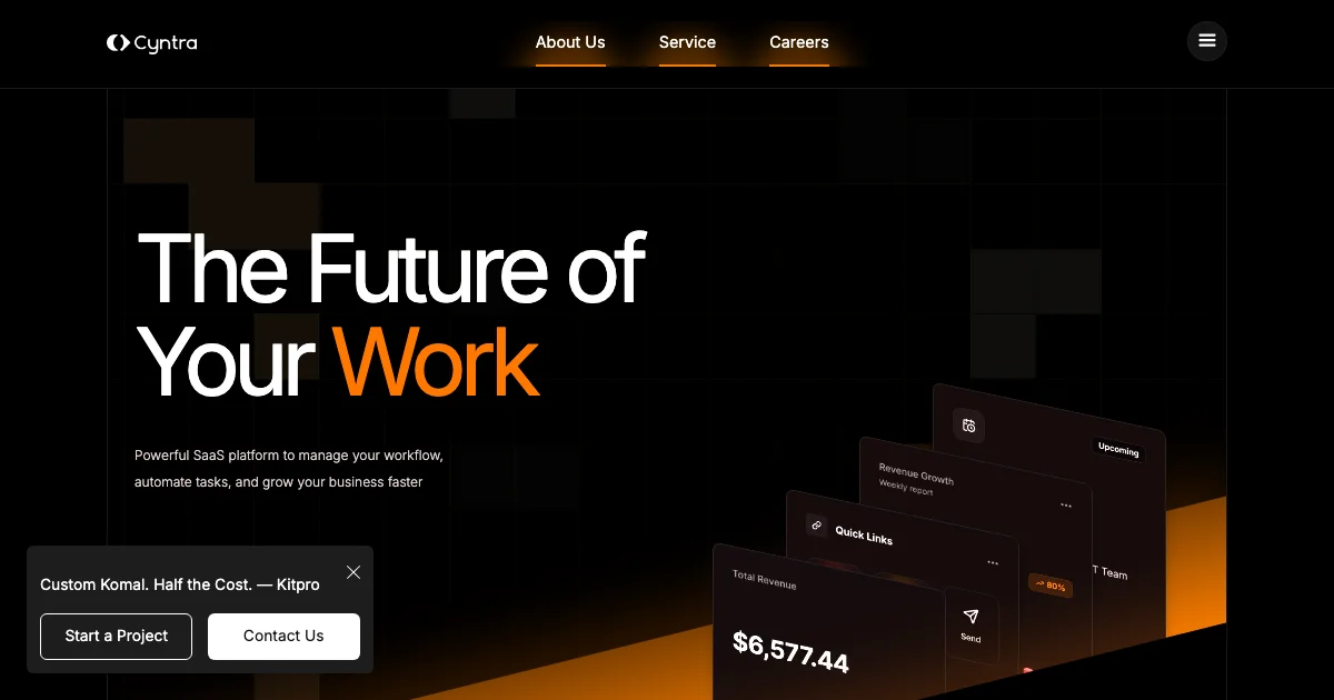 Screenshot of the Cyntra theme homepage