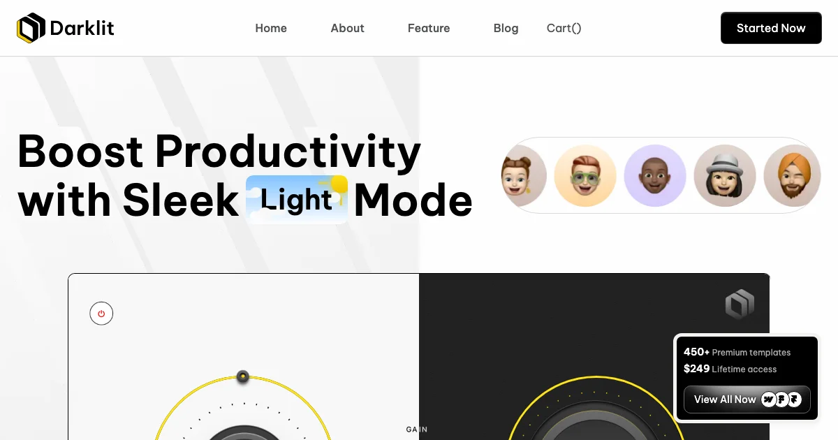 Screenshot of the Darklit theme homepage