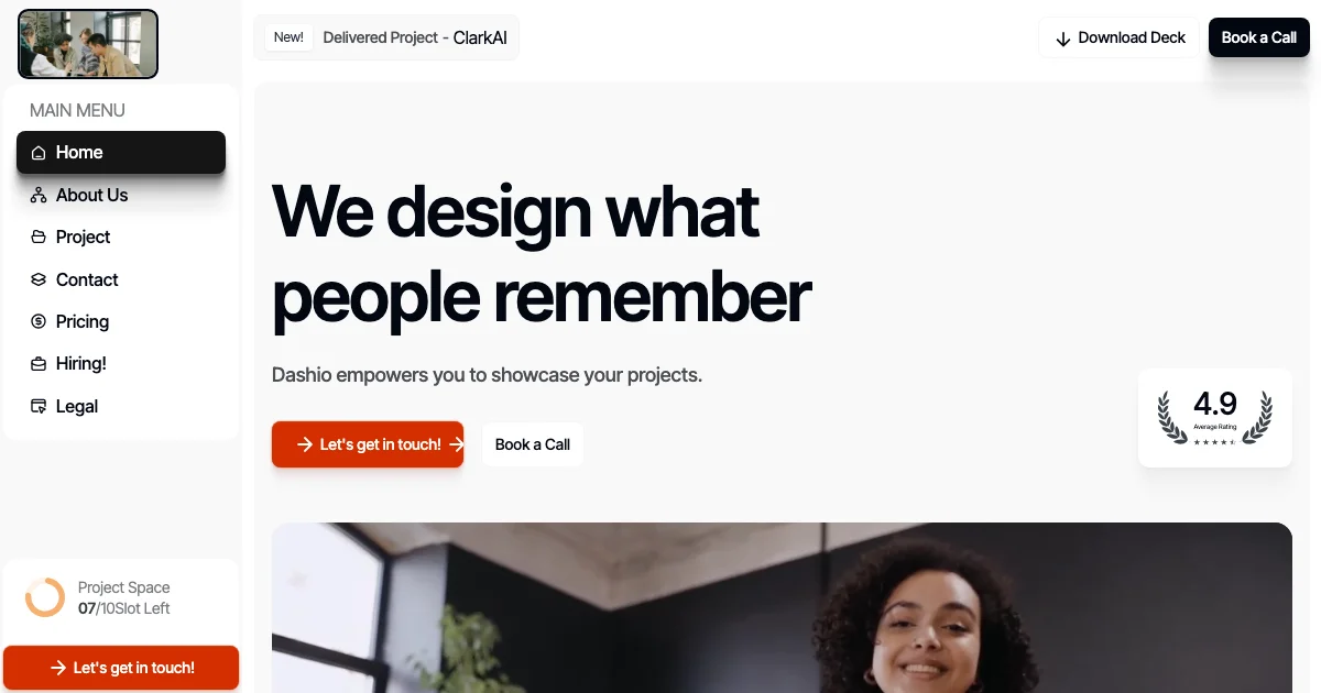 Screenshot of the DashHero theme homepage