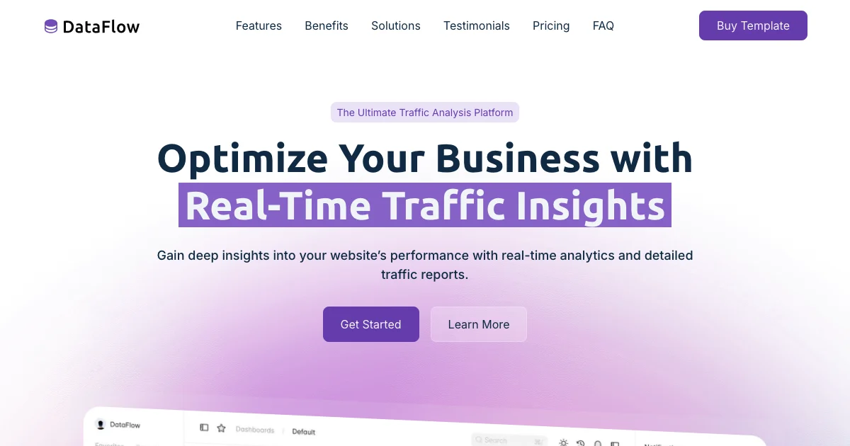 Screenshot of the DataFlow theme homepage