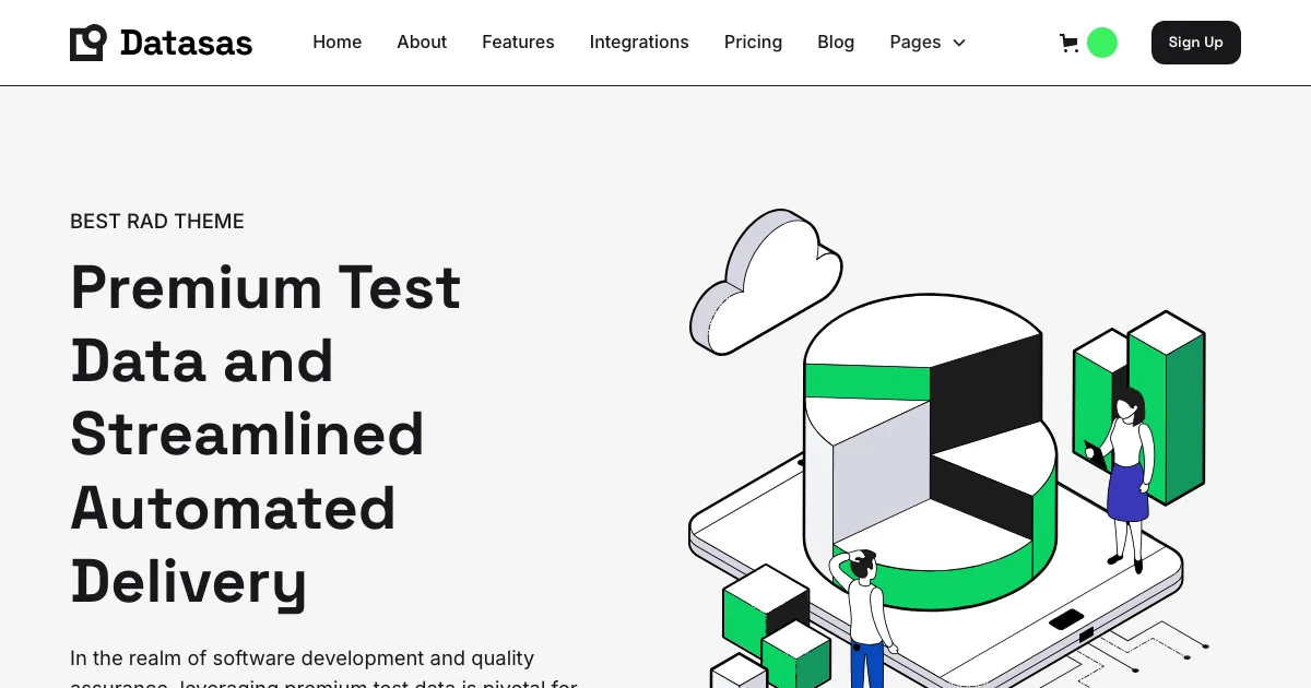 Screenshot of the Datasas theme homepage