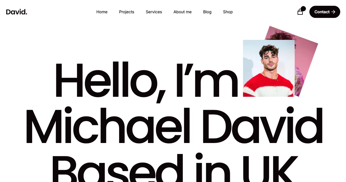 Screenshot of the David. theme homepage