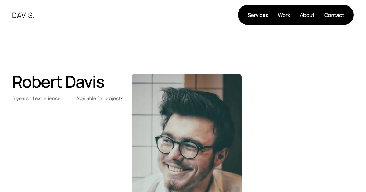 Screenshot of the Davis theme homepage
