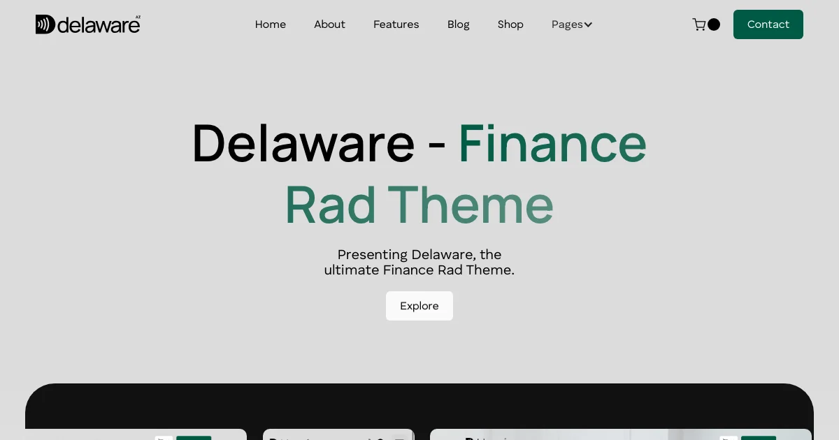 Screenshot of the Delaware theme homepage