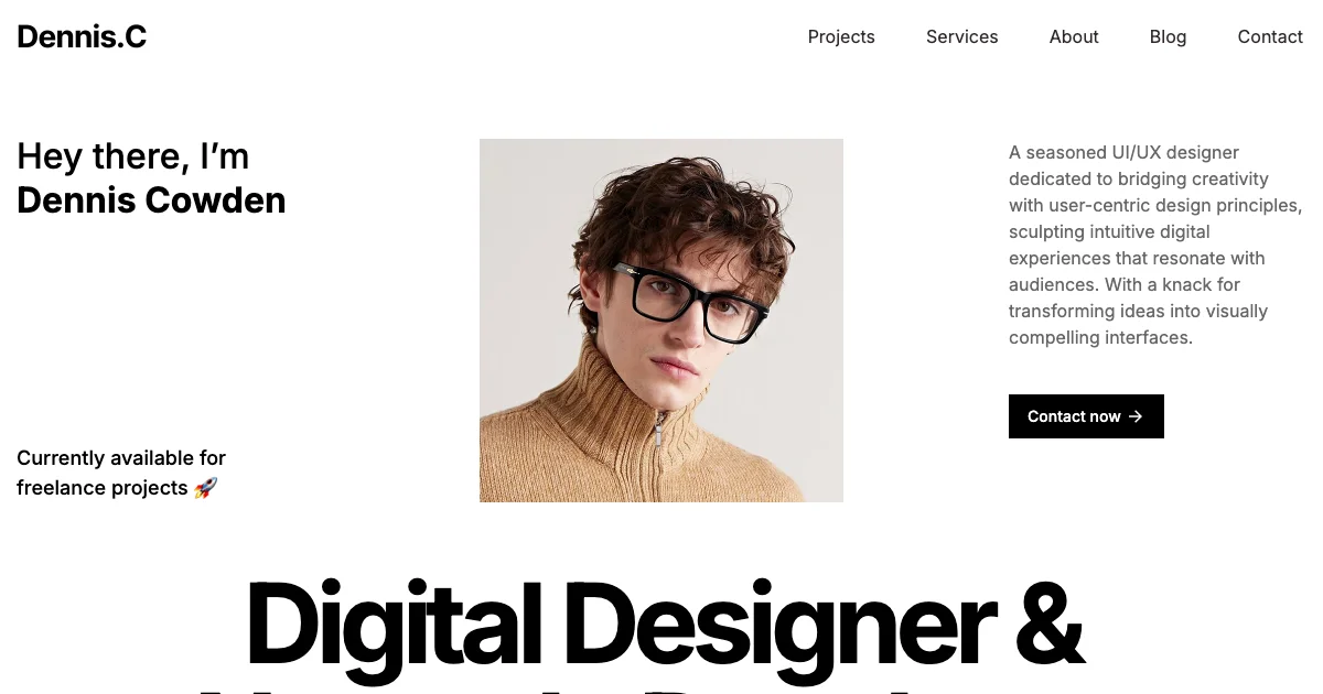 Screenshot of the Dennis.C theme homepage