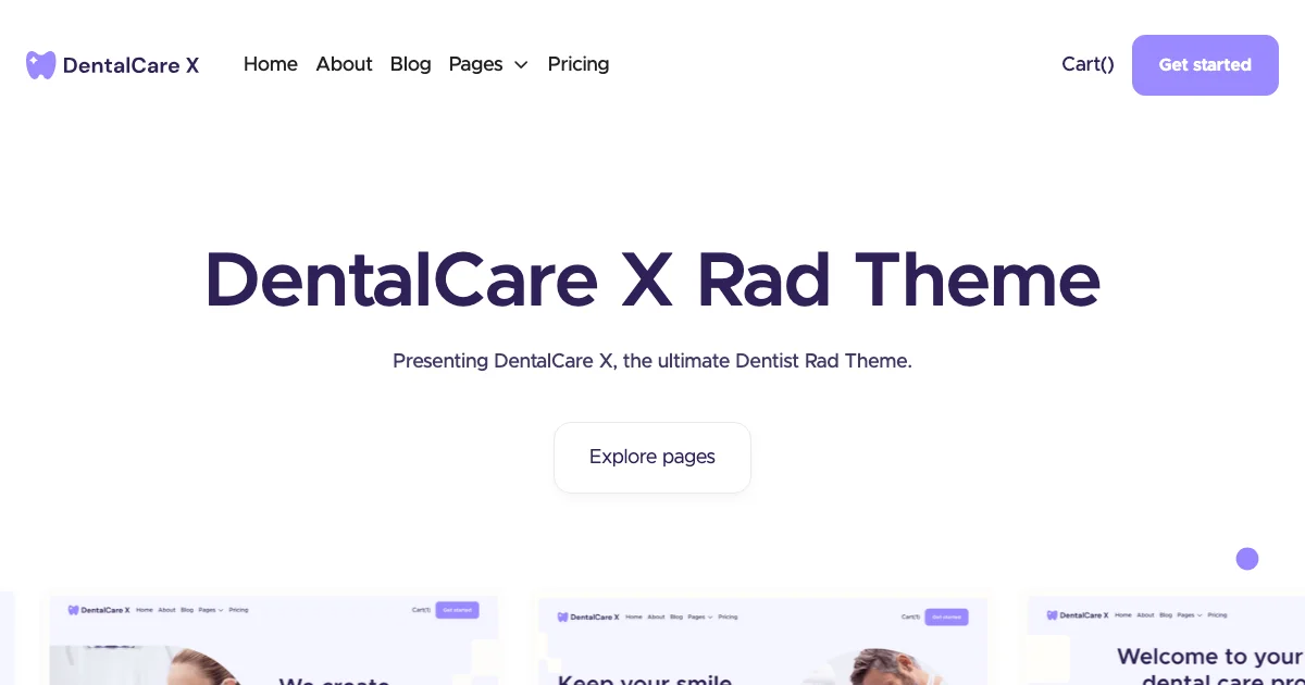 Screenshot of the DentalCare X theme homepage