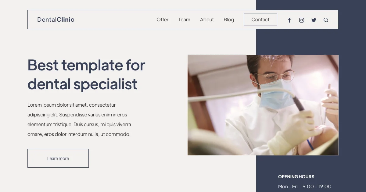 Screenshot of the DentalClinic theme homepage