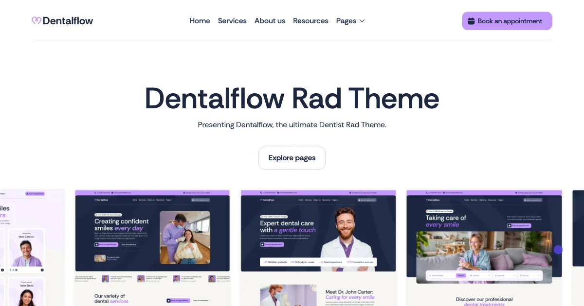 Screenshot of the Dentalflow theme homepage
