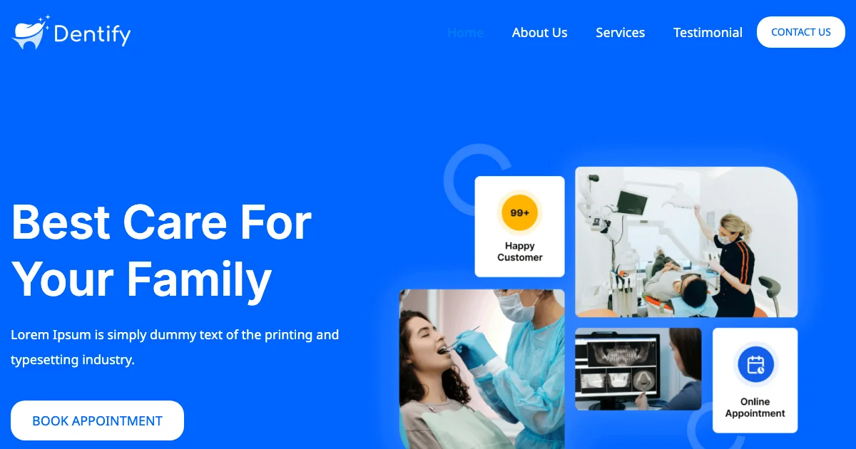 Screenshot of the Dentify theme homepage