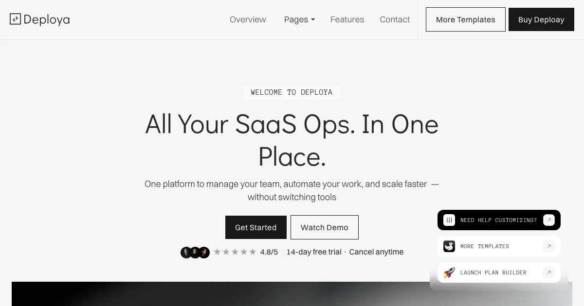 Screenshot of the Deploya theme homepage