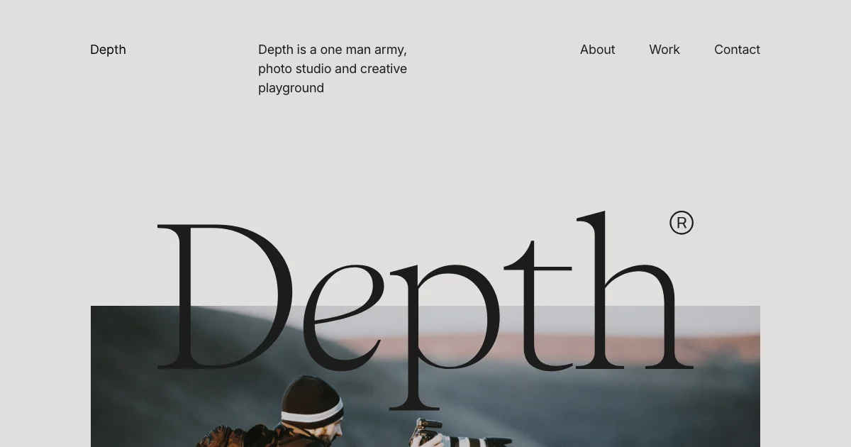 Screenshot of the Depth theme homepage