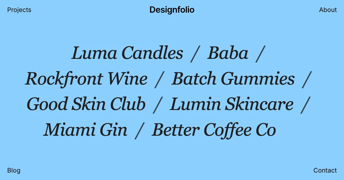 Screenshot of the Designfolio theme homepage