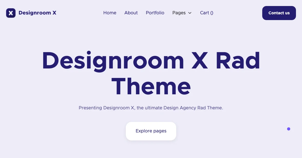 Screenshot of the Designroom X theme homepage