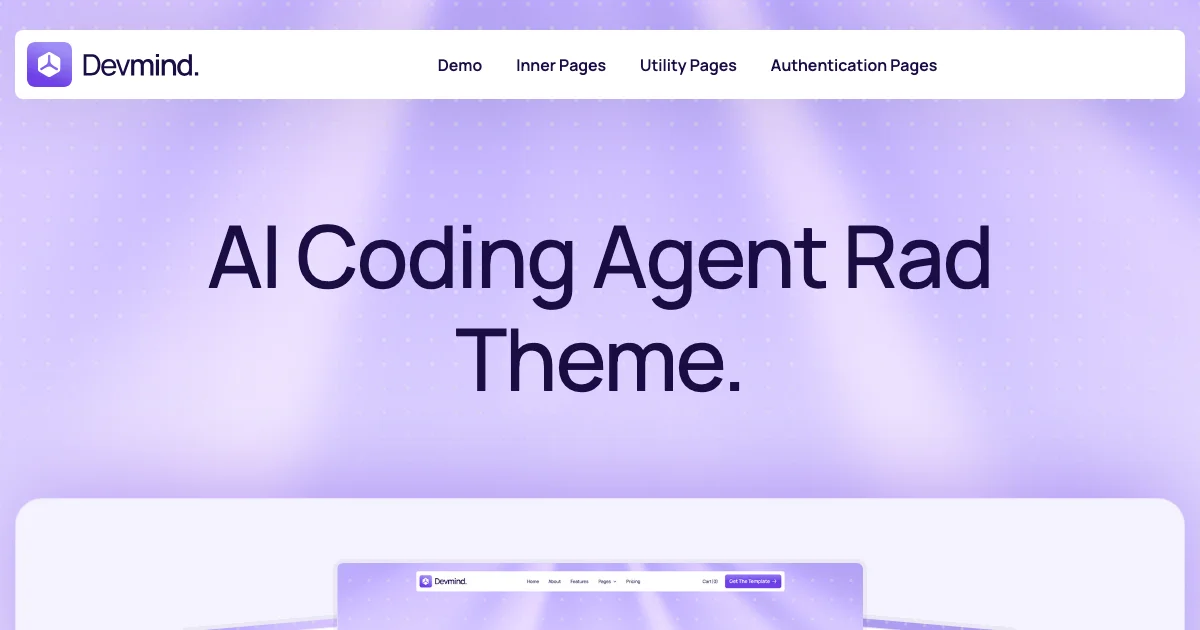 Screenshot of the Devmind theme homepage