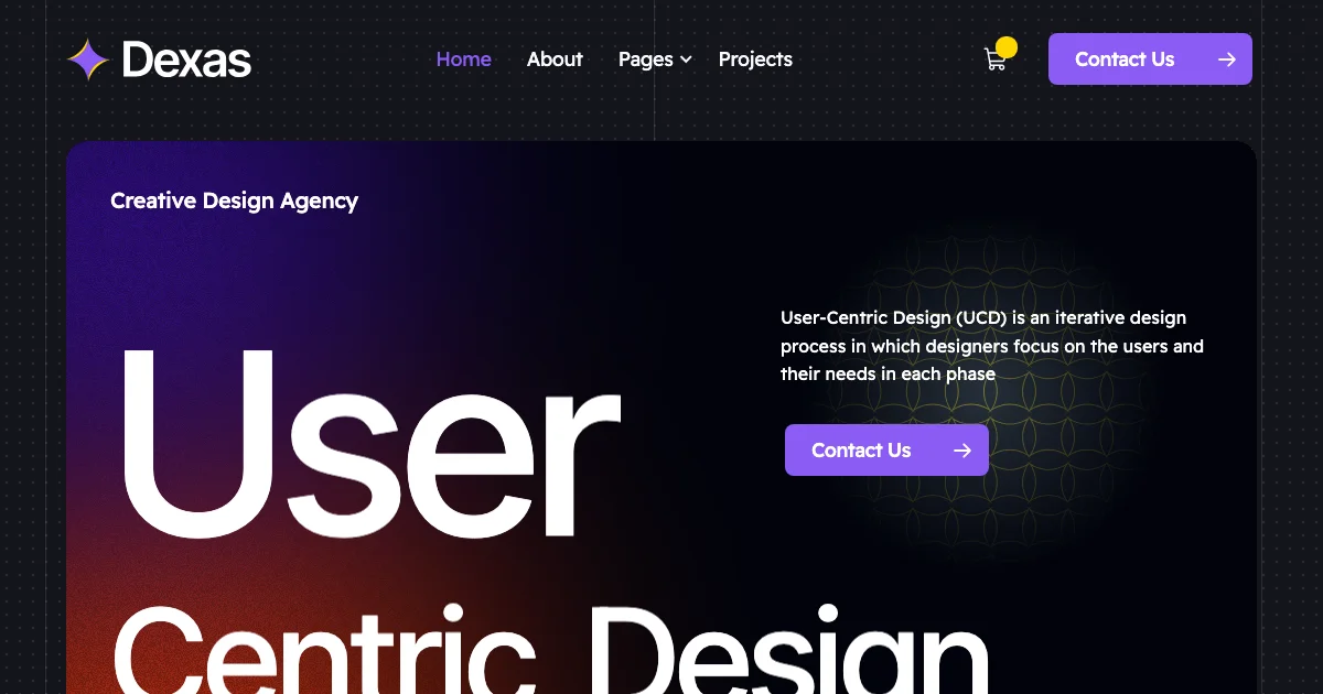Screenshot of the Dexas theme homepage
