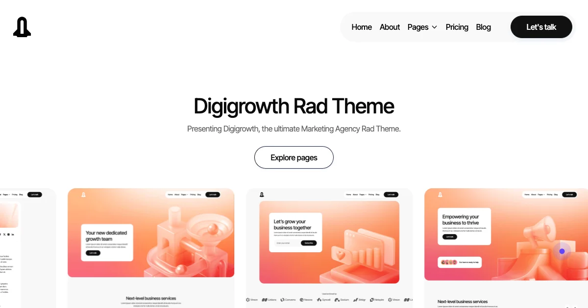 Screenshot of the Digigrowth theme homepage
