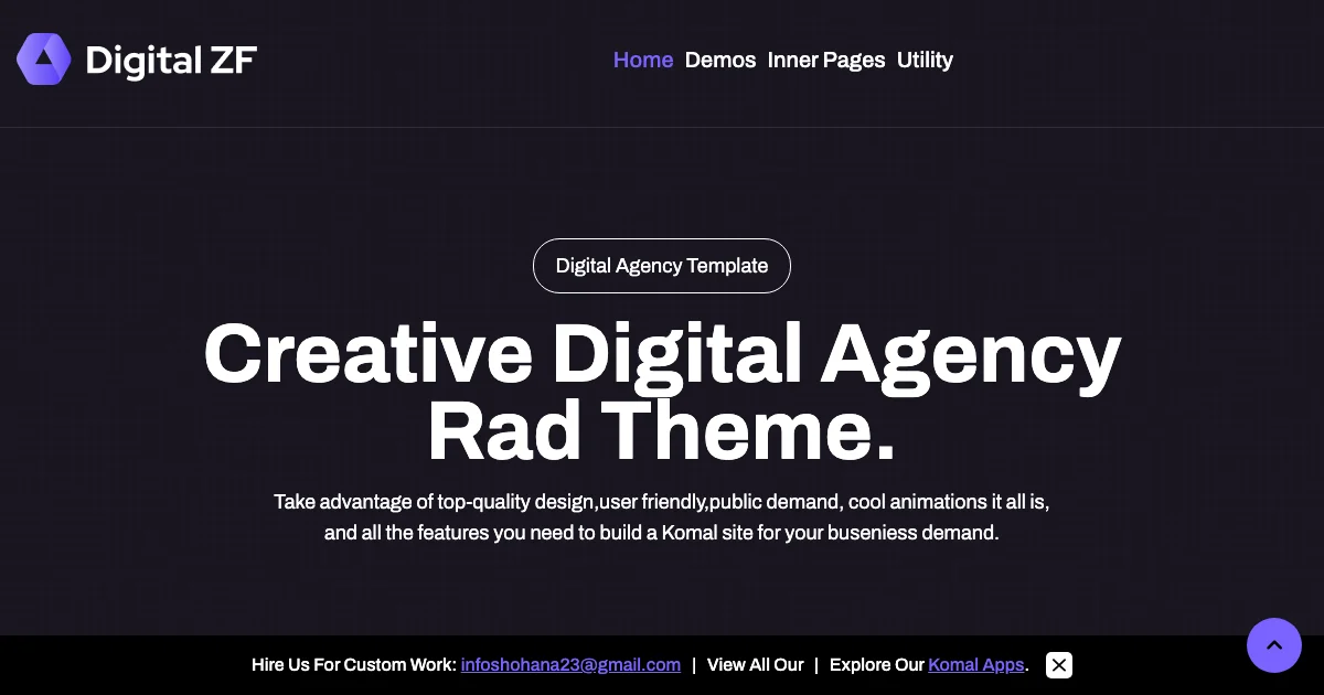 Screenshot of the Digital ZF theme homepage