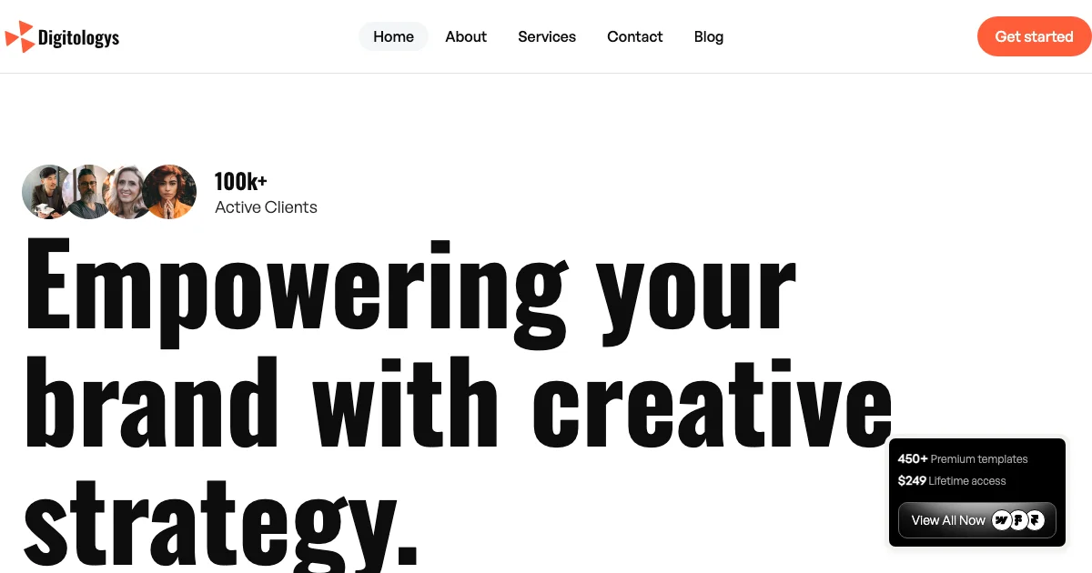 Screenshot of the Digitologys theme homepage