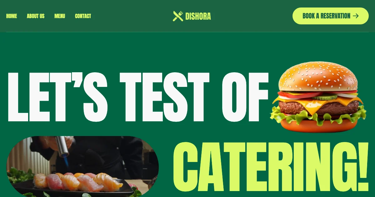 Screenshot of the Dishora theme homepage