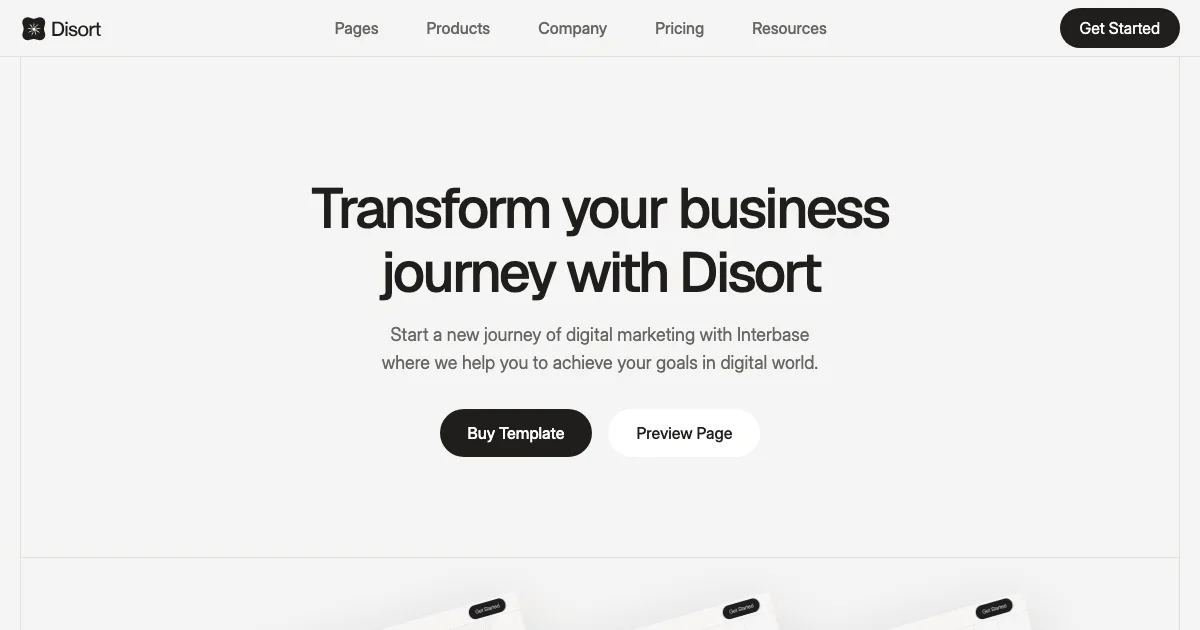 Screenshot of the Disort theme homepage
