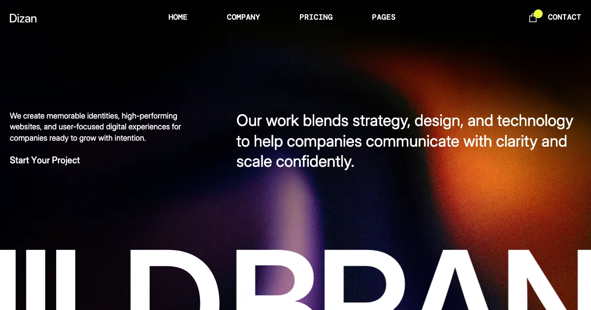 Screenshot of the Dizan theme homepage