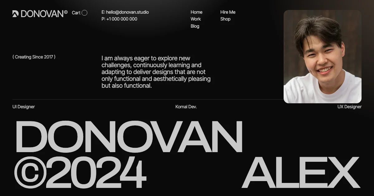Screenshot of the Donovan theme homepage