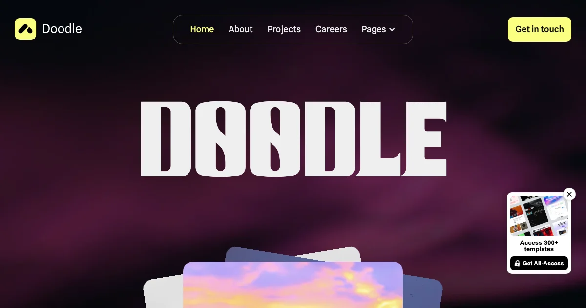 Screenshot of the Doodle theme homepage