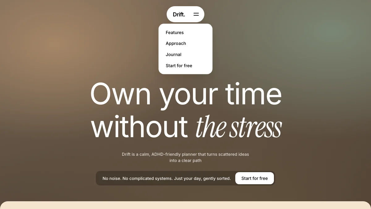 Screenshot of the Drift theme homepage