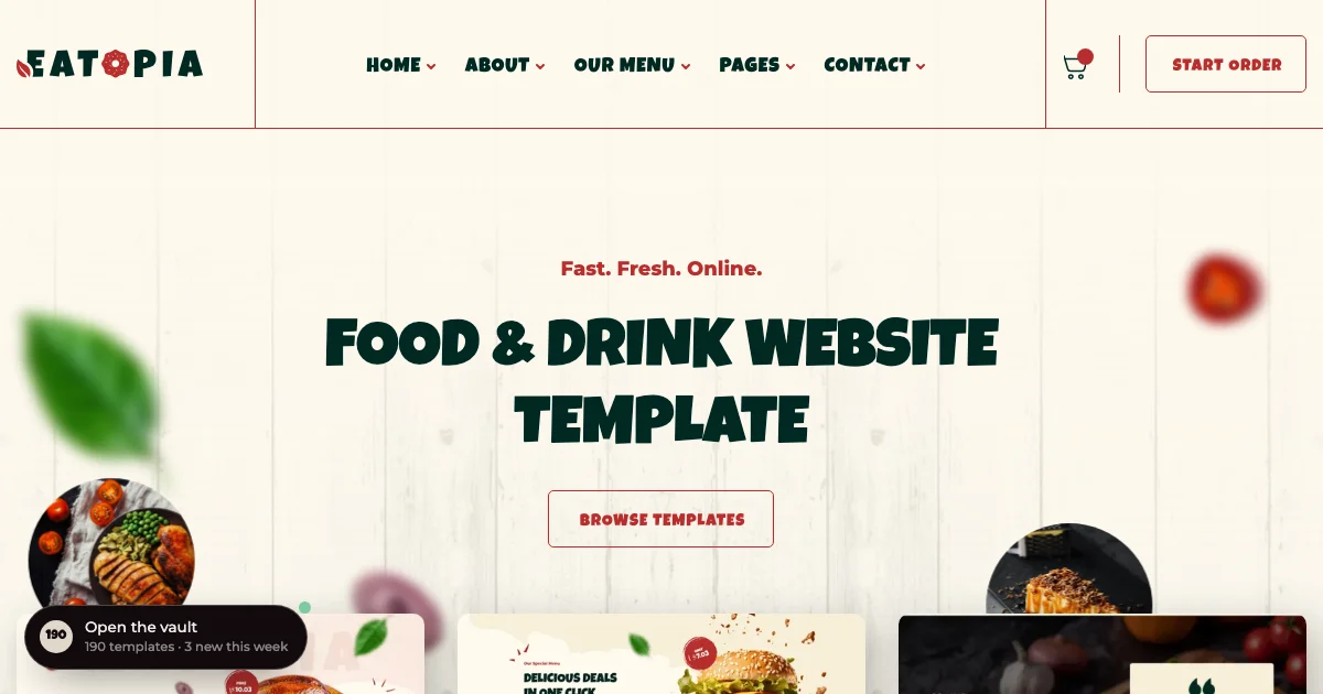 Screenshot of the Eatopia theme homepage