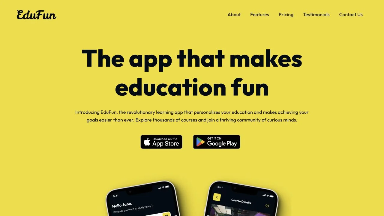 Screenshot of the Edufun theme homepage