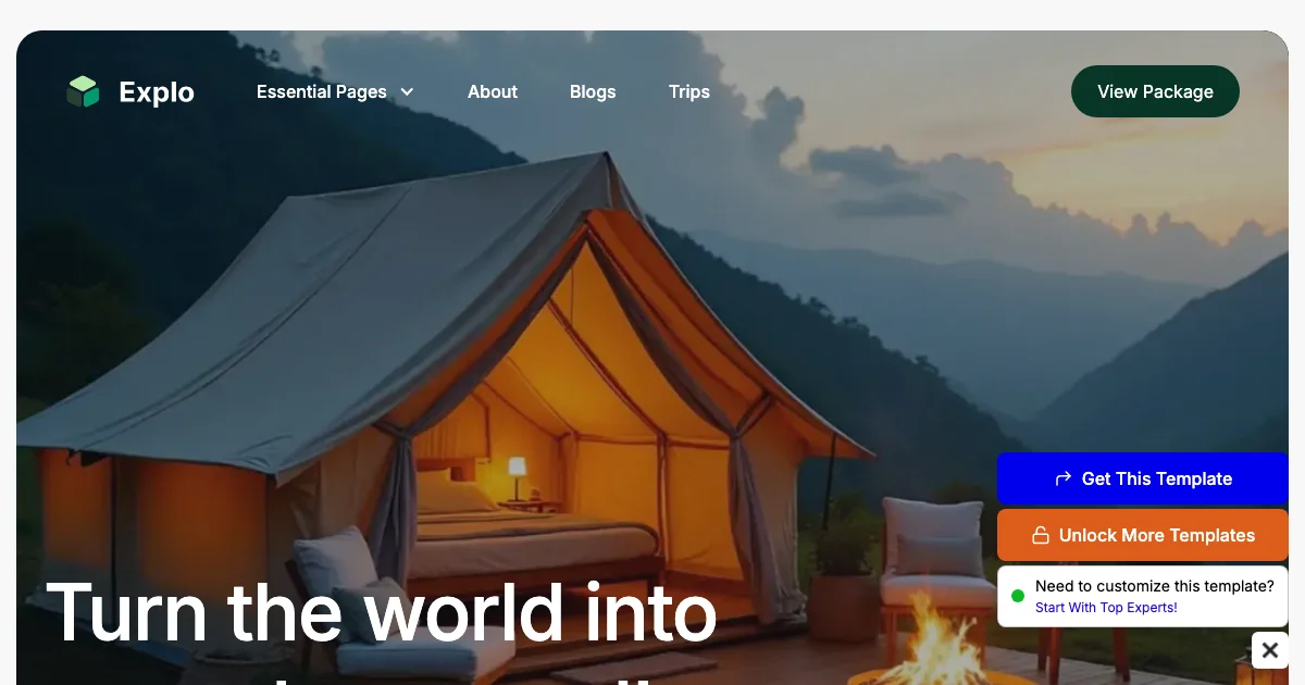 Screenshot of the Eexplo theme homepage