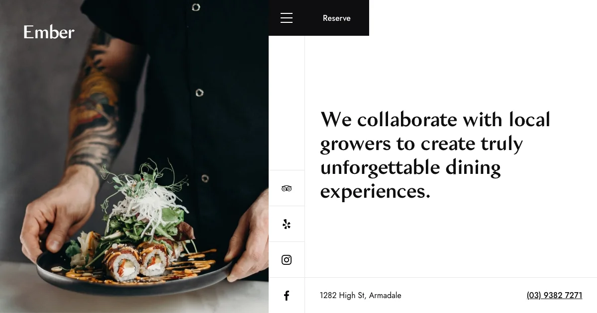 Screenshot of the Ember theme homepage
