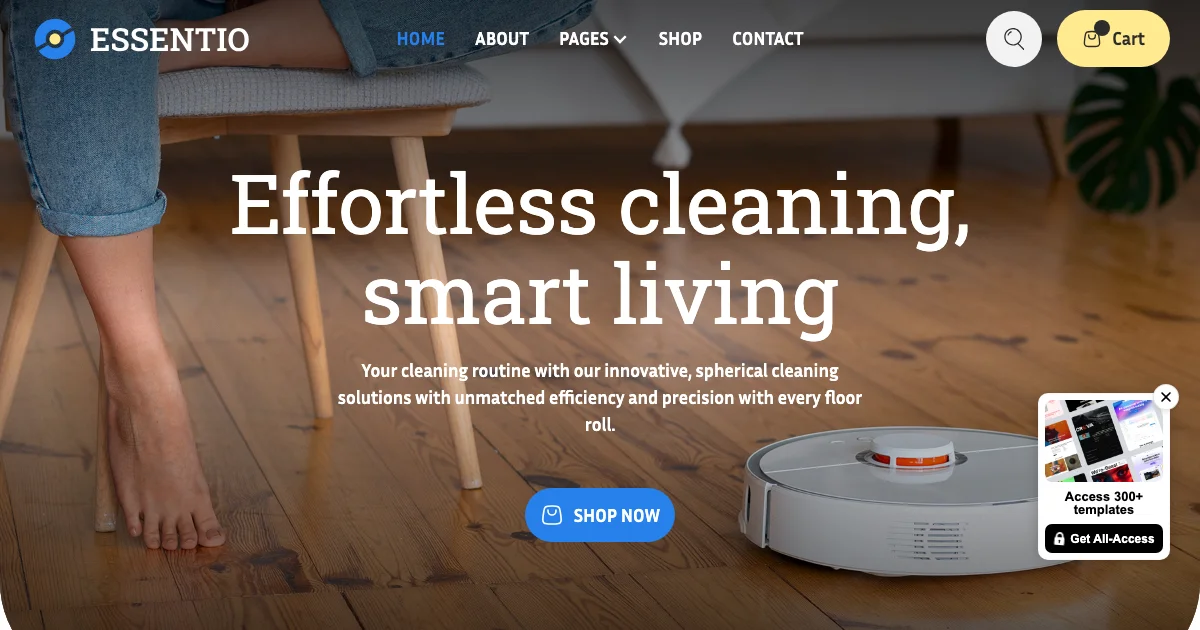 Screenshot of the Essentio theme homepage