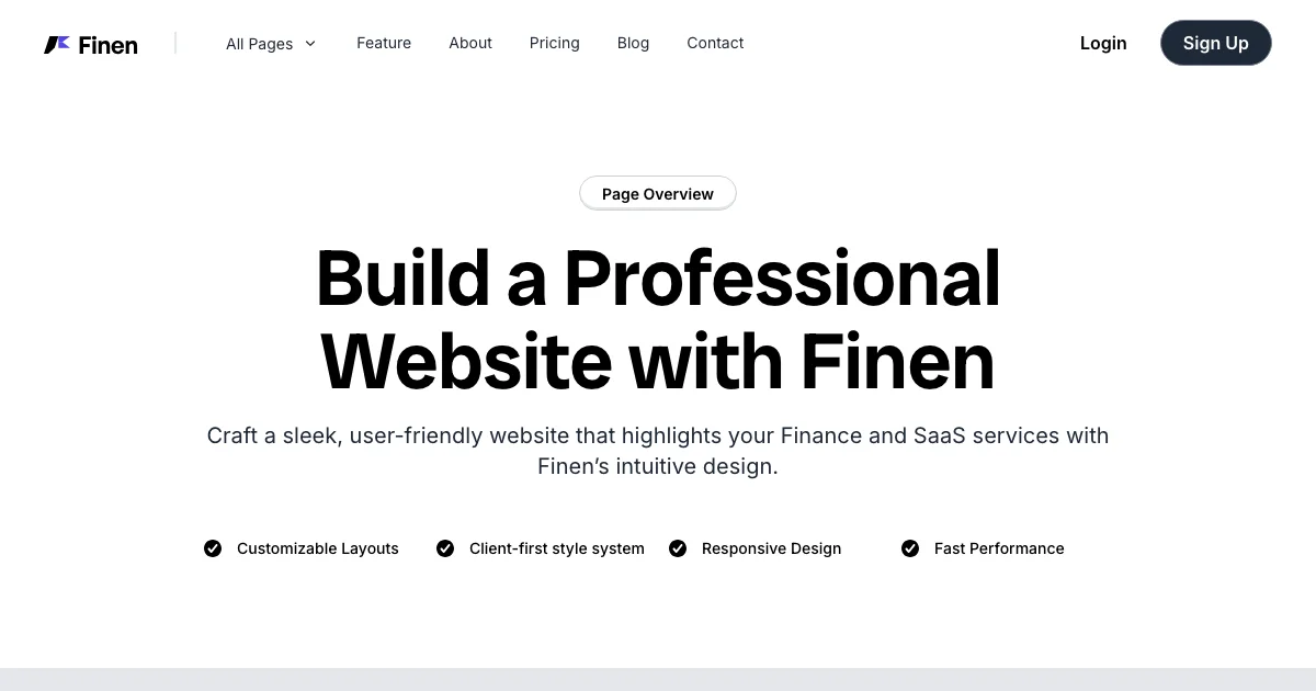 Screenshot of the Finen theme homepage