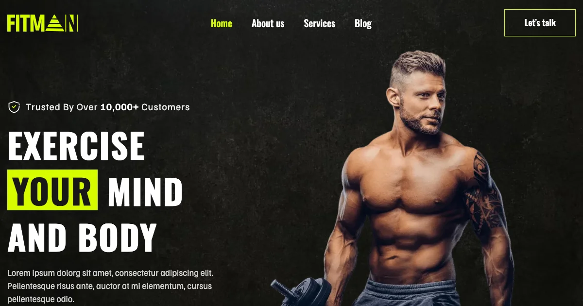 Screenshot of the Fitman CMS theme homepage