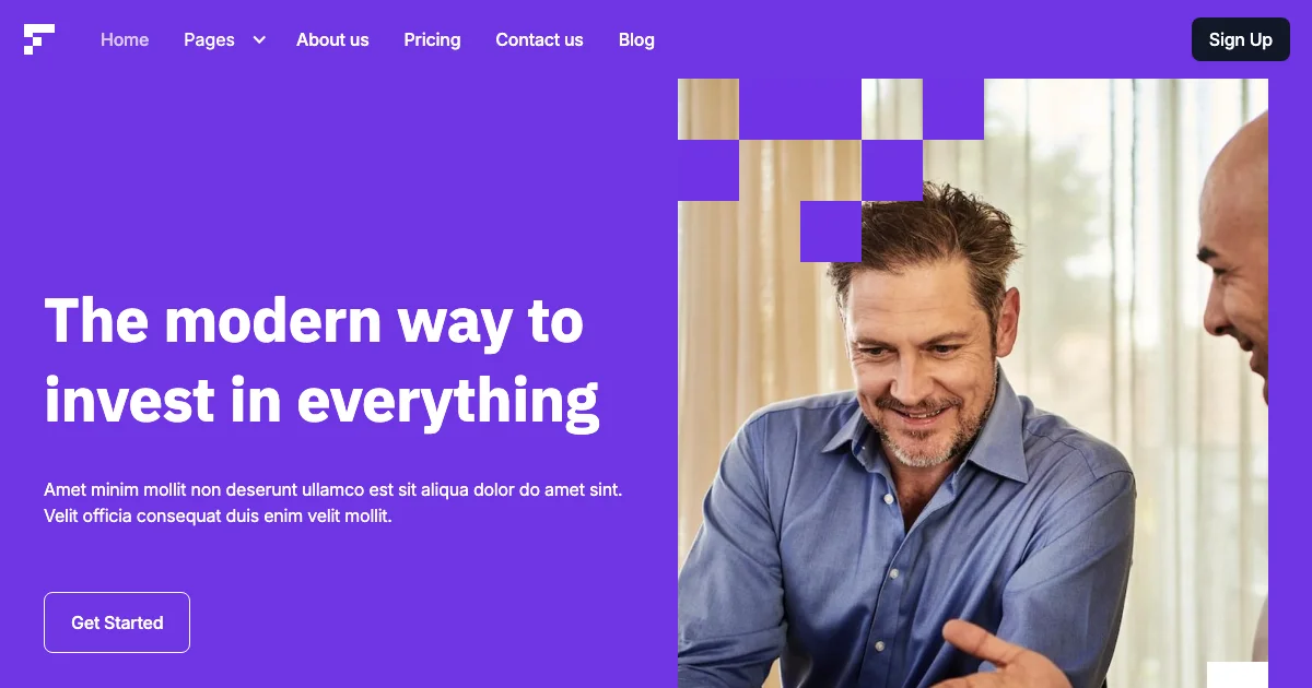 Screenshot of the Fundex theme homepage