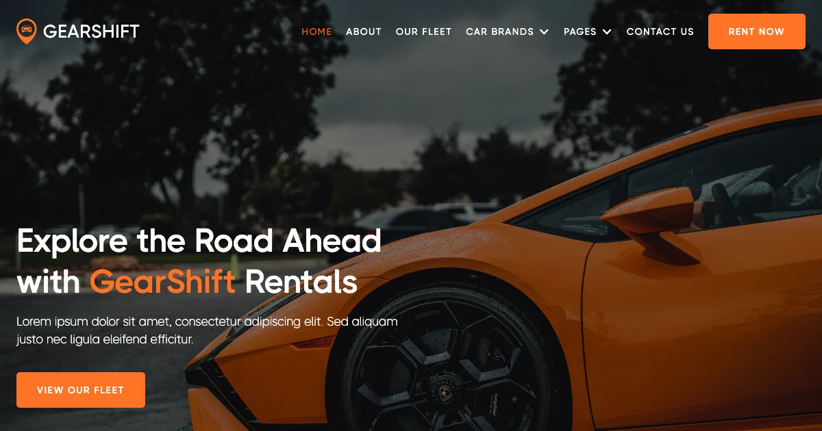 Screenshot of the GearShift theme homepage