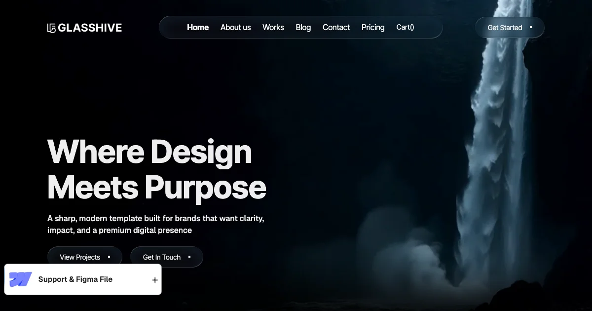 Screenshot of the Glass Hive theme homepage