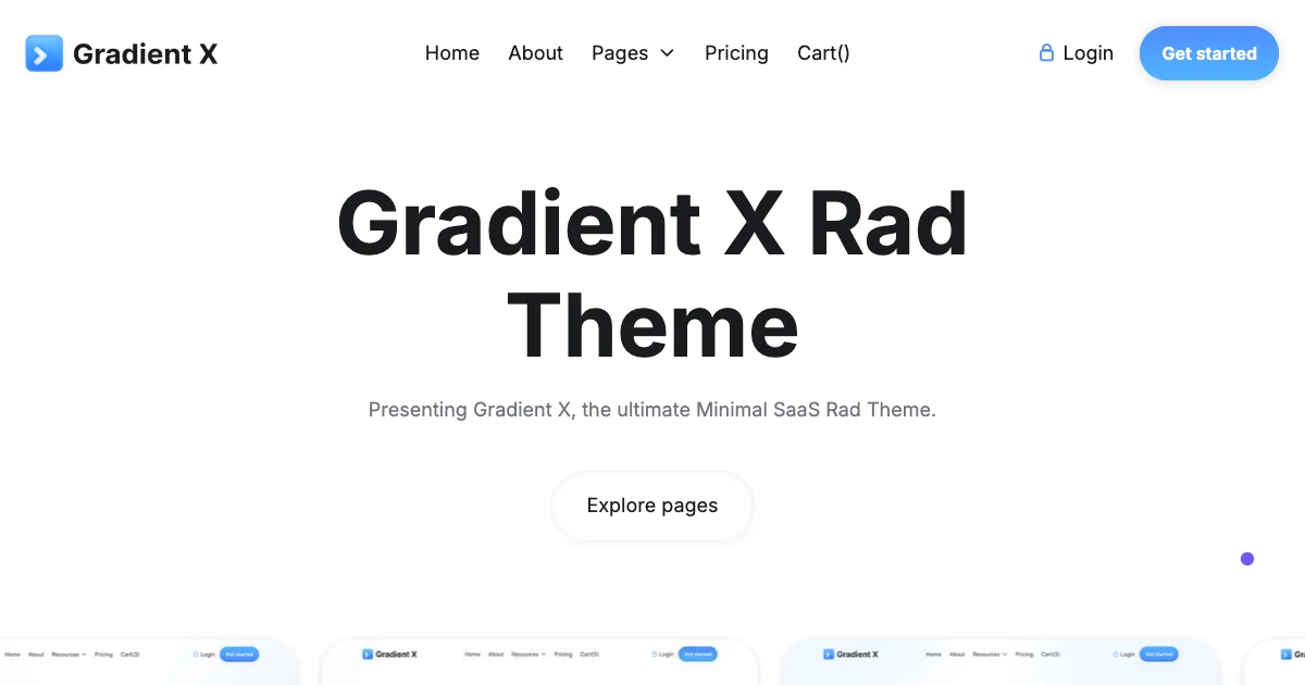Screenshot of the Gradient X theme homepage