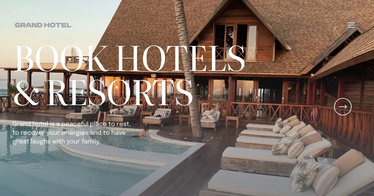 Screenshot of the GrandHotel theme homepage